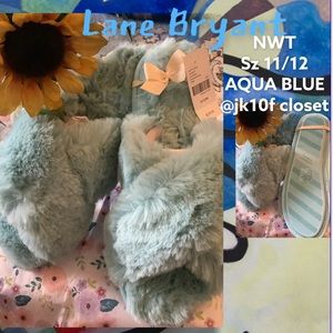 🌷NWT LANE BRYANT Sz11/12 WIDE WIDTH AQUA BLUE SLIPPERS